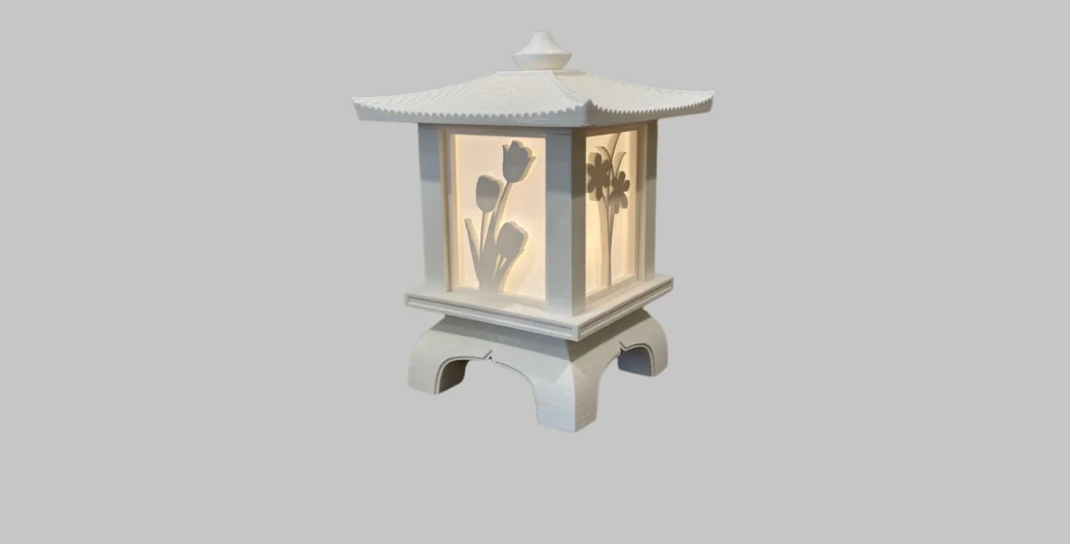 Electrified Japanese Garden Lantern with Seasonal Swappable Panels