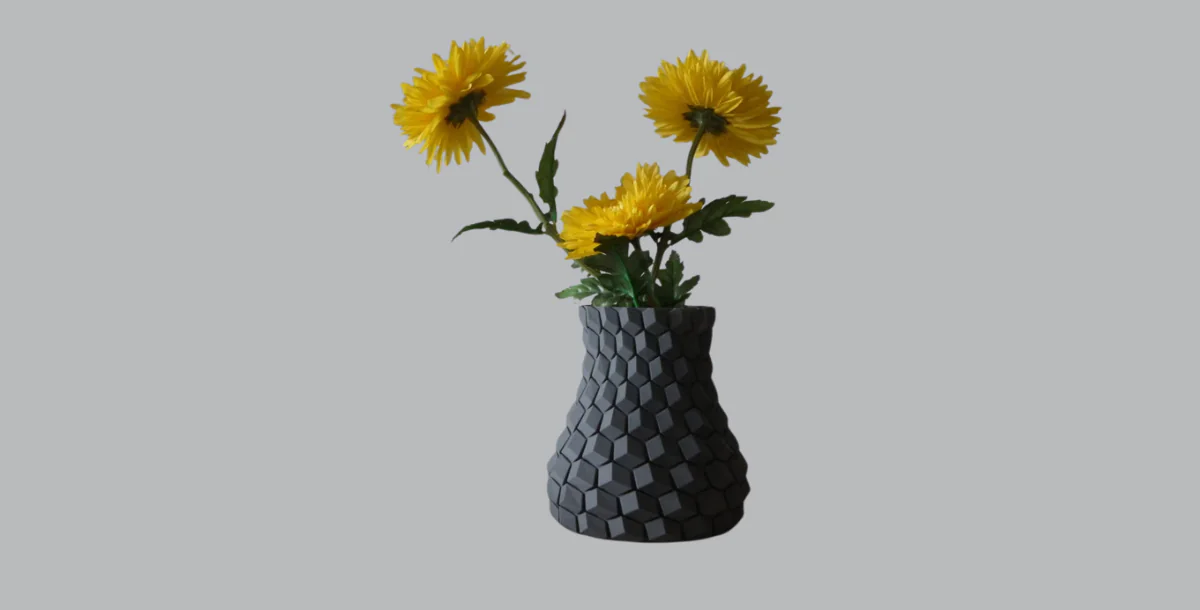 Curved honeycomb vase